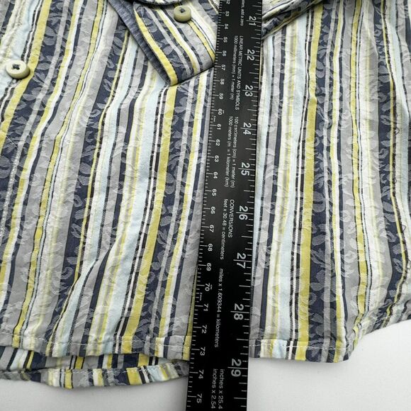 TOMMY BAHAMA | Men's XL Button Up Shirt White Blue Yellow Vertical Stripe Floral - Picture 4 of 11